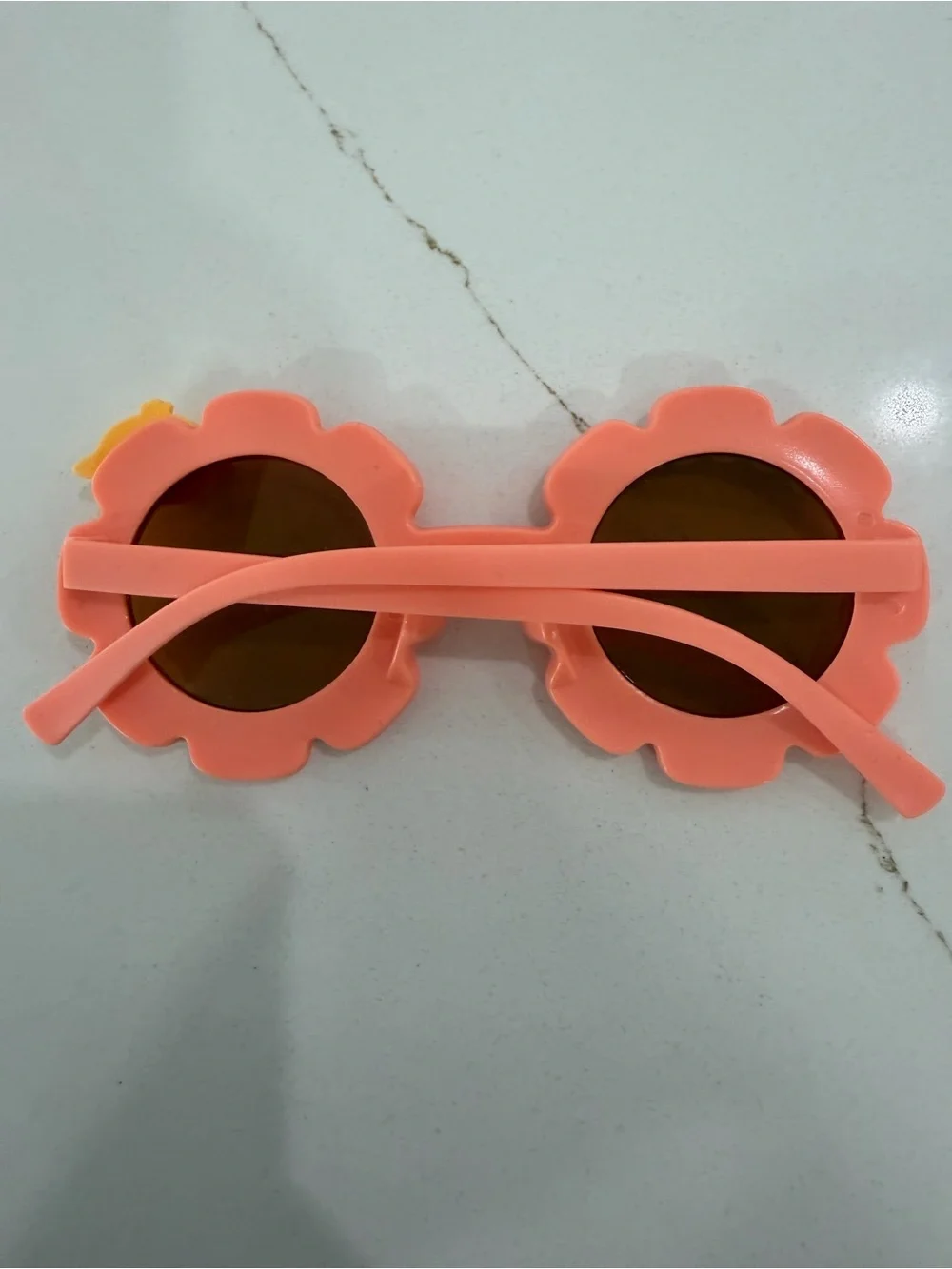 Kids Peach 'Chicks Rule' Flower Sunglasses with Chick Accent Hand Made